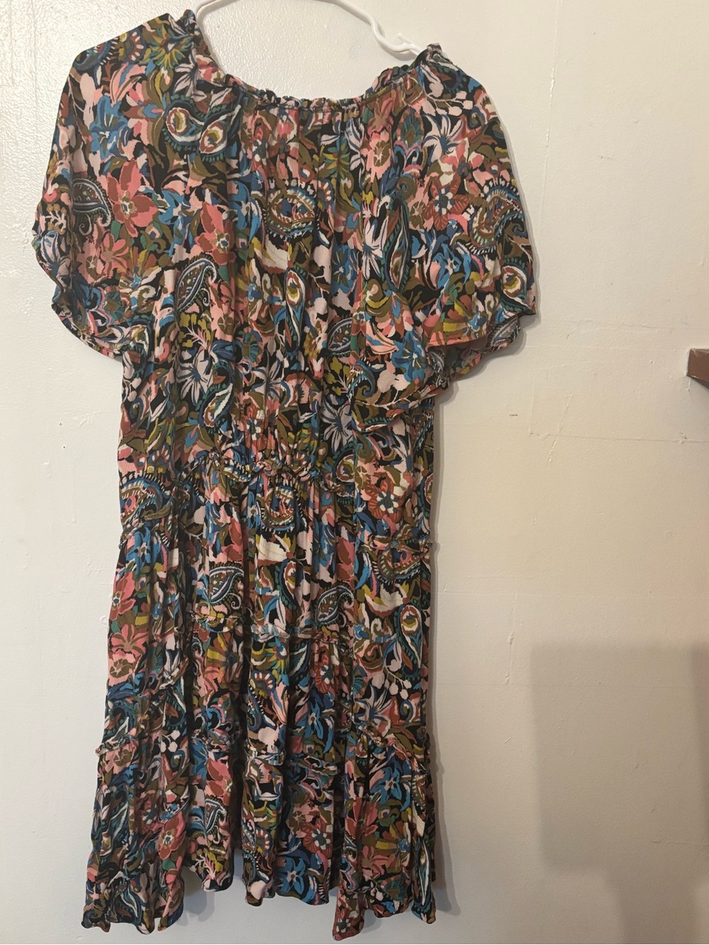 Anthropologie Floral Paisley Dress in Pink, Blue, Green